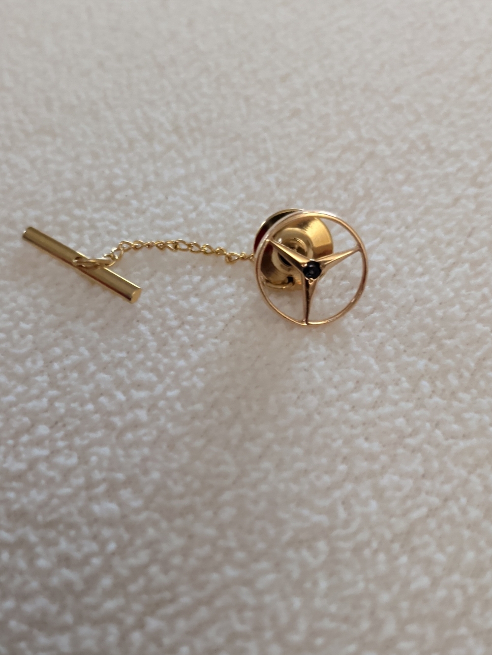 14k Mercedes Benz Gold-Tone Circular Propeller Tie Tack